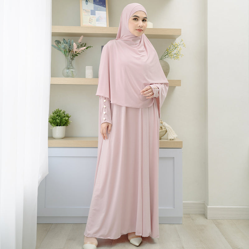 Hafisa Abaya Set Pink Pastel