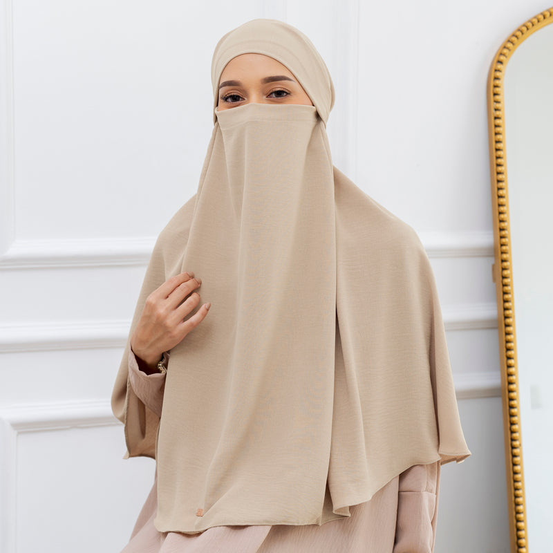 Halima French Khimar Soft Beige