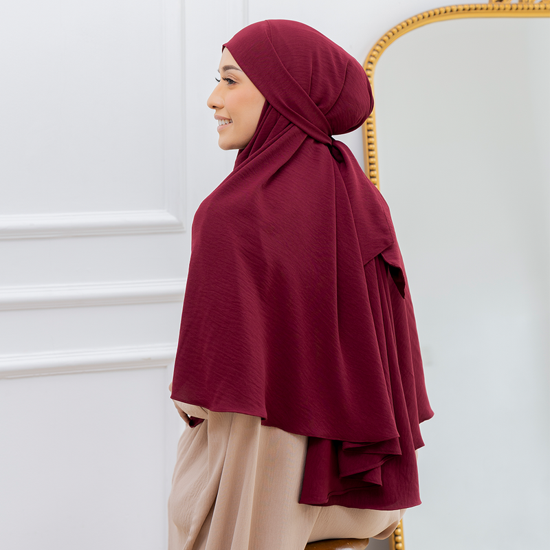 Halima French Khimar Maroon