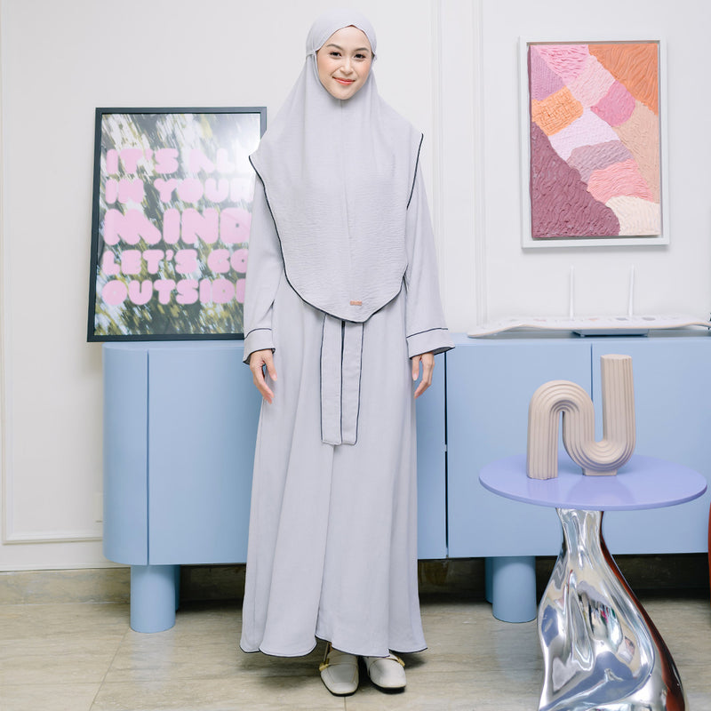 Hafiza Abaya Set Light Grey