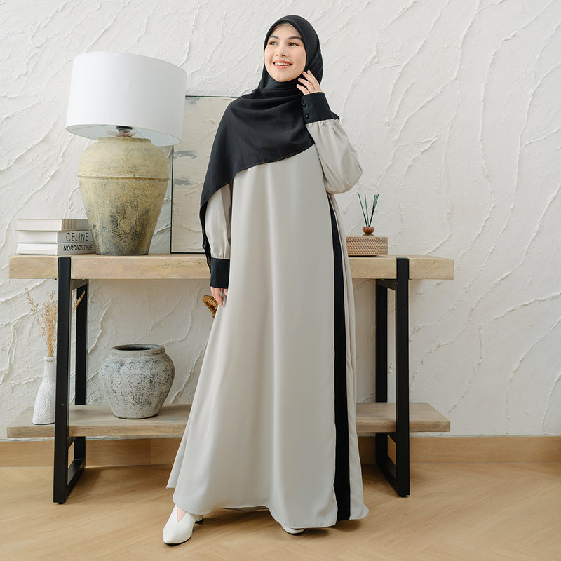 Saraya Abaya Grey Cream