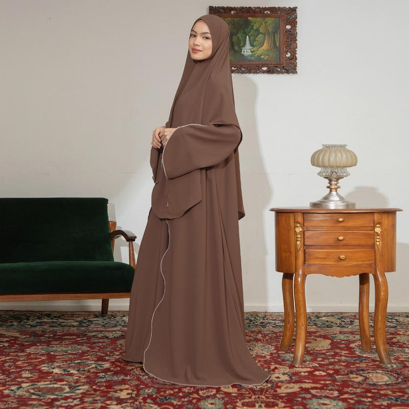 Aisha Abaya (Abaya Dress Haji dan Umrah) Brownie New Material