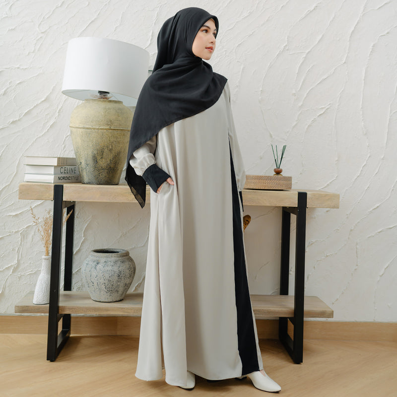 Saraya Abaya Grey Cream