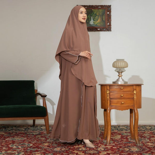 Aisha Abaya (Abaya Dress Haji dan Umrah) Choco Dusty New Material