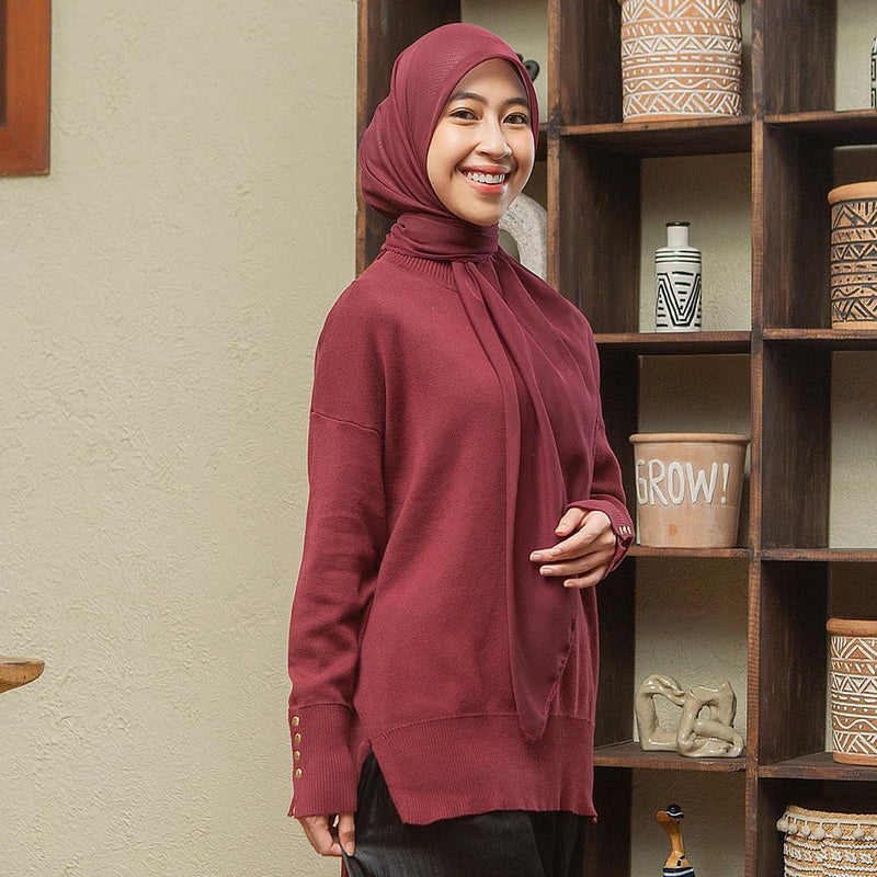 Michi Knit (Knit Shirt) Atasan Tangan Panjang Wanita Knitwear