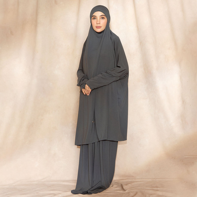 Shameera Prayer Set Series 2 in Dark Grey (Lozy x Hamidah)