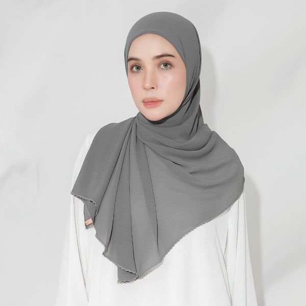 Embroidery Inner Shawl Lozy X Hamidah Iron Grey