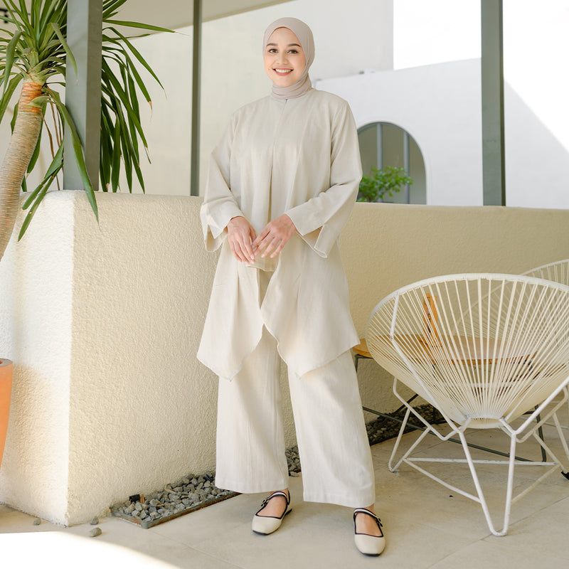 Zara Linen Set Cream