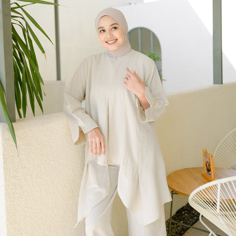 Zara Linen Set Cream