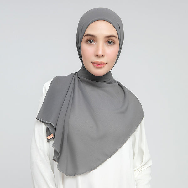 Embroidery Inner Shawl Lozy X Hamidah Iron Grey