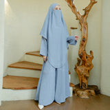 Havina Abaya Set Blue Pastel