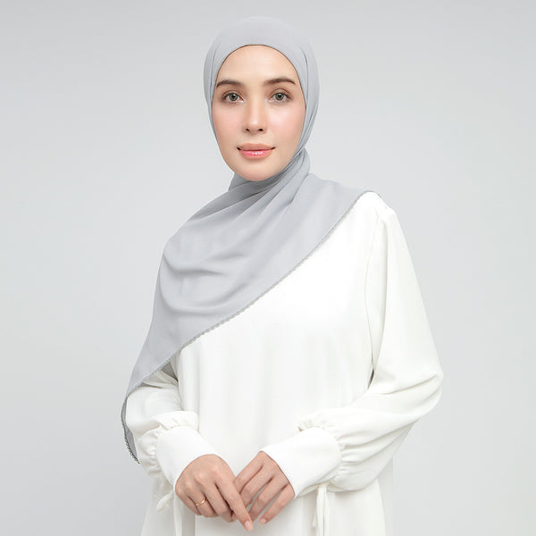 Embroidery Inner Shawl Lozy X Hamidah Light Grey