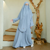 Havina Abaya Set Blue Pastel