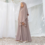 Pre Order Mida Abaya Khimar Set in Grey Cream (Lozy x Hamidah)