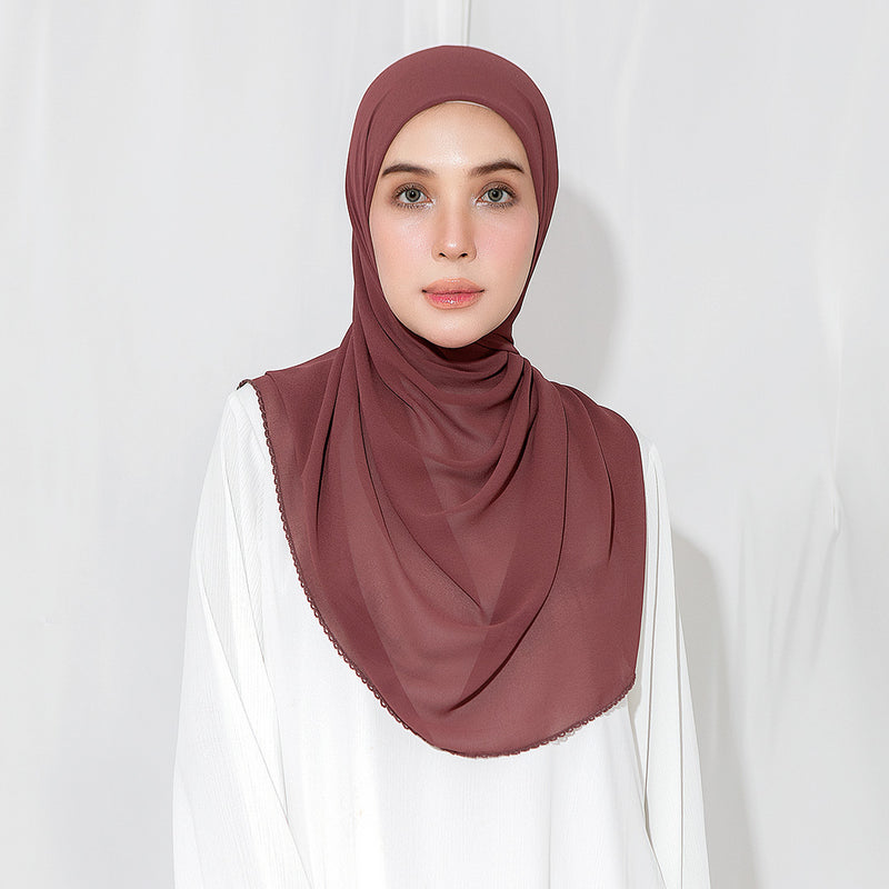 Embroidery Inner Shawl Lozy X Hamidah Crushed Berry
