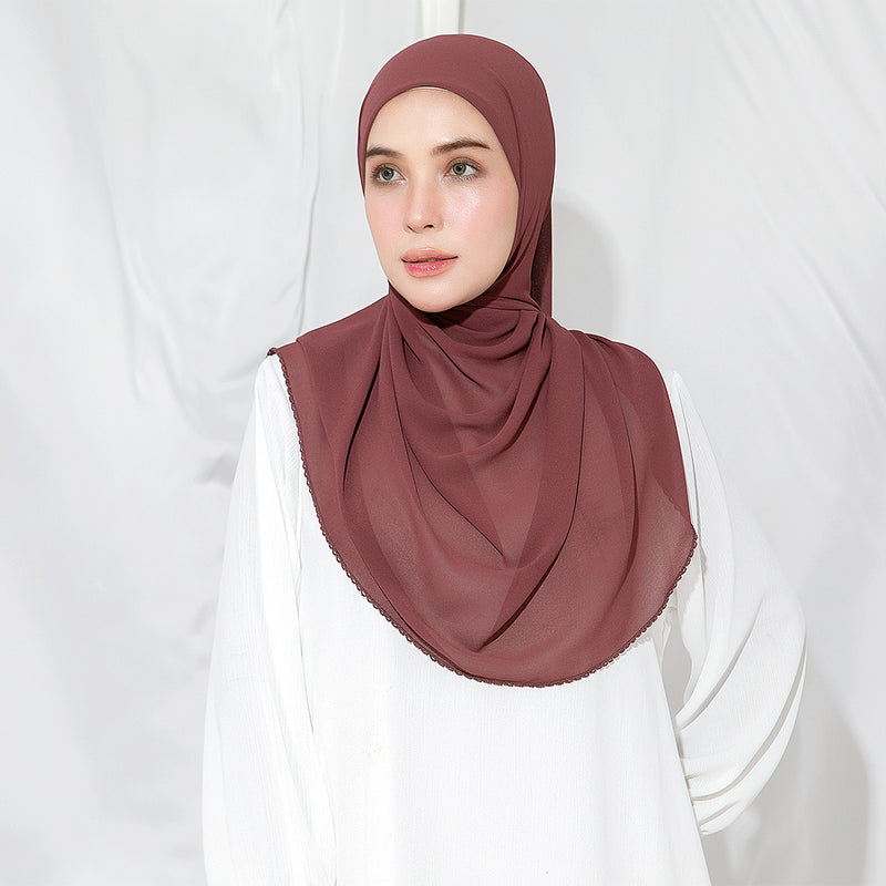 Embroidery Inner Shawl Lozy X Hamidah Crushed Berry