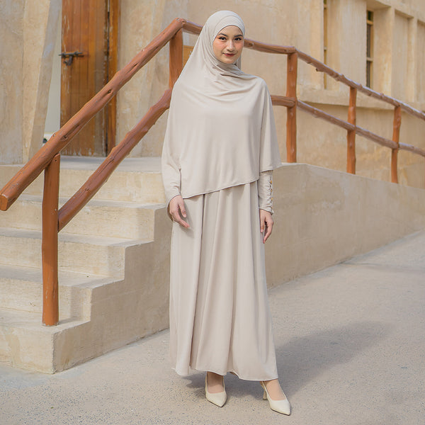 Hafisa Abaya Set Cream Almond