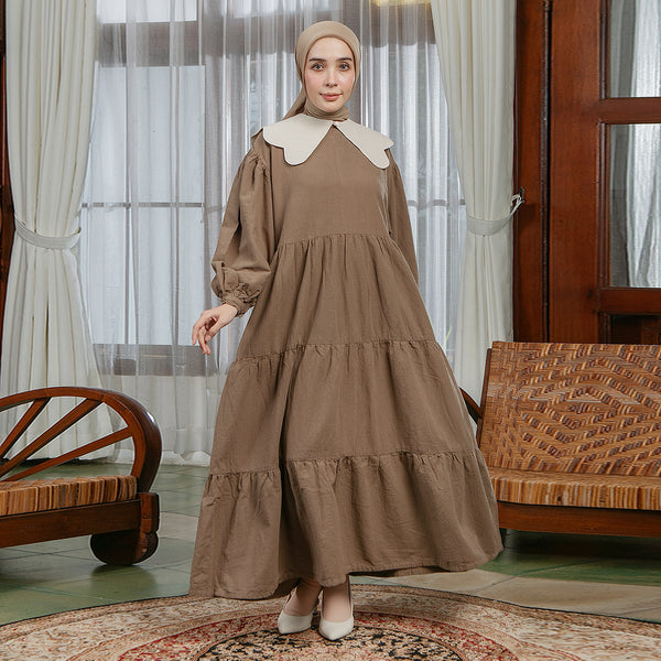 Hafa Sarimbit Series Dress Ibu Soft Brown (Lozy x Hamidah)