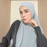 Embroidery Inner Shawl Lozy X Hamidah Soft Blue Grey