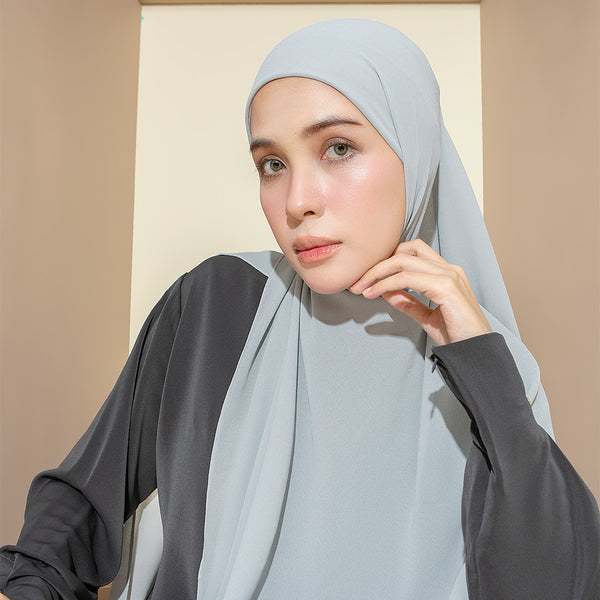 Embroidery Inner Shawl Lozy X Hamidah Soft Blue Grey