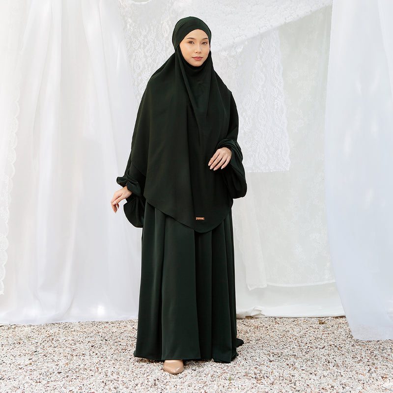 Pre Order Mida Abaya Khimar Set in Emerald (Lozy x Hamidah)