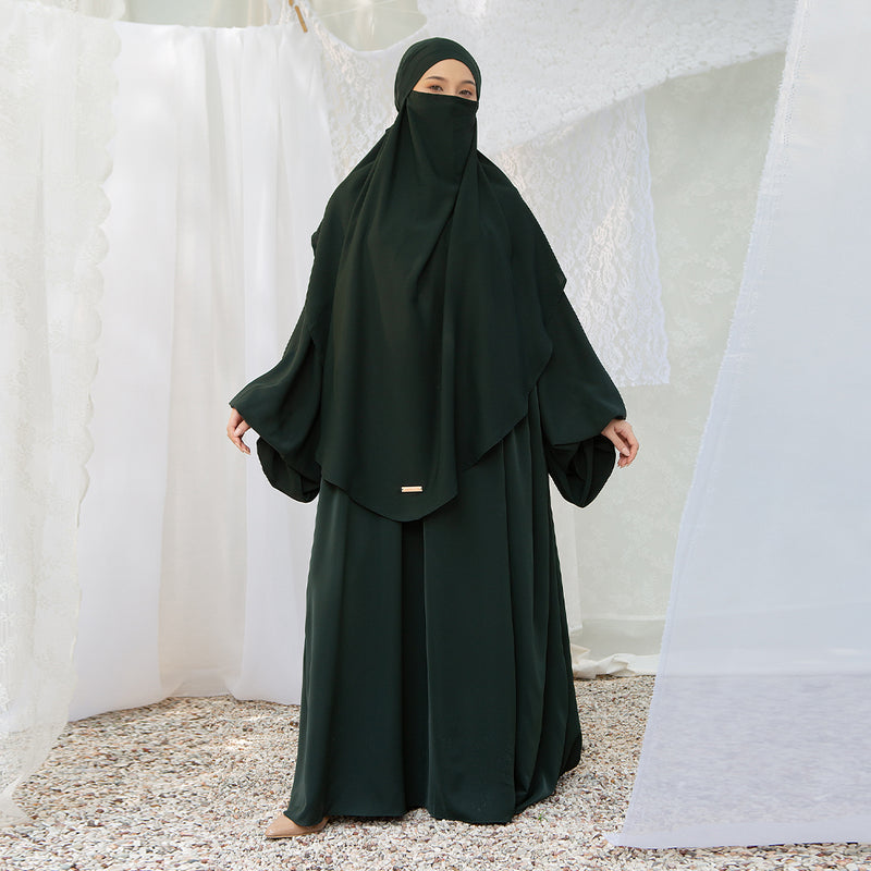 Pre Order Mida Abaya Khimar Set in Emerald (Lozy x Hamidah)