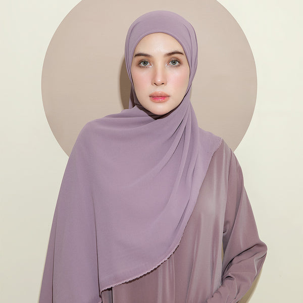 Embroidery Inner Shawl Lozy X Hamidah Dusty Purple