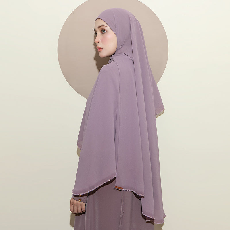 Embroidery Inner Shawl Lozy X Hamidah Dusty Purple