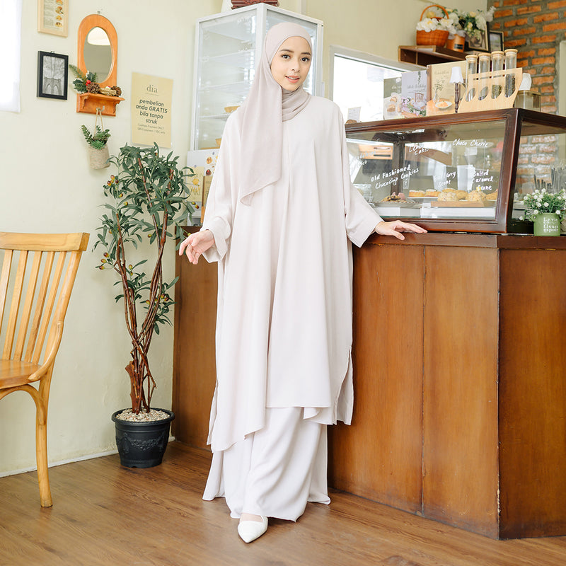 Haifa Tunik Set Nude Cream (New Material)