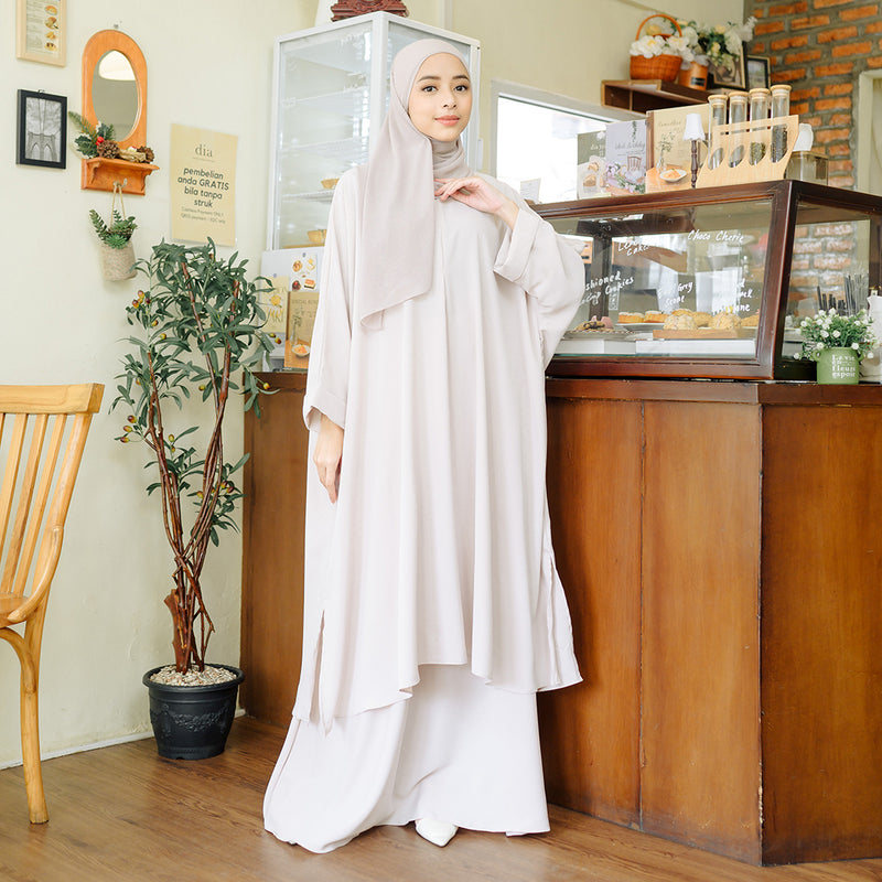 Haifa Tunik Set Nude Cream (New Material)