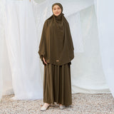 Pre Order Mida Abaya Khimar Set in Deep Army (Lozy x Hamidah)