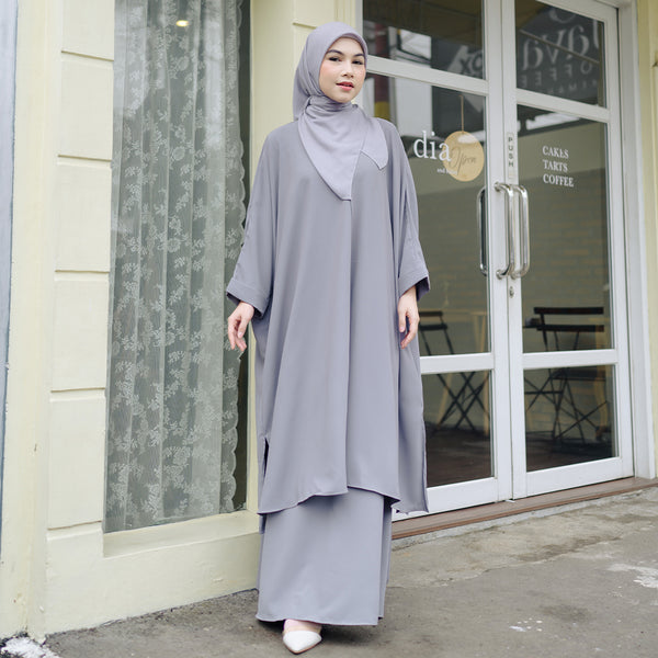 Haifa Tunik Set Smoke Grey (New Material)