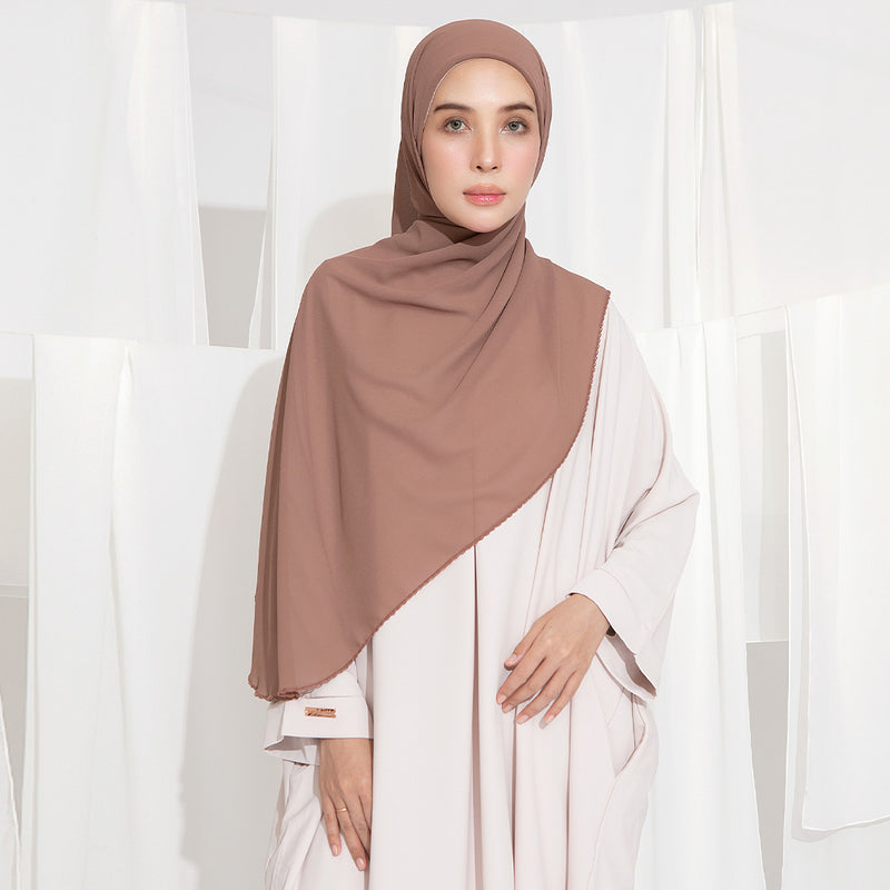 Embroidery Inner Shawl Lozy X Hamidah Rustic Brown