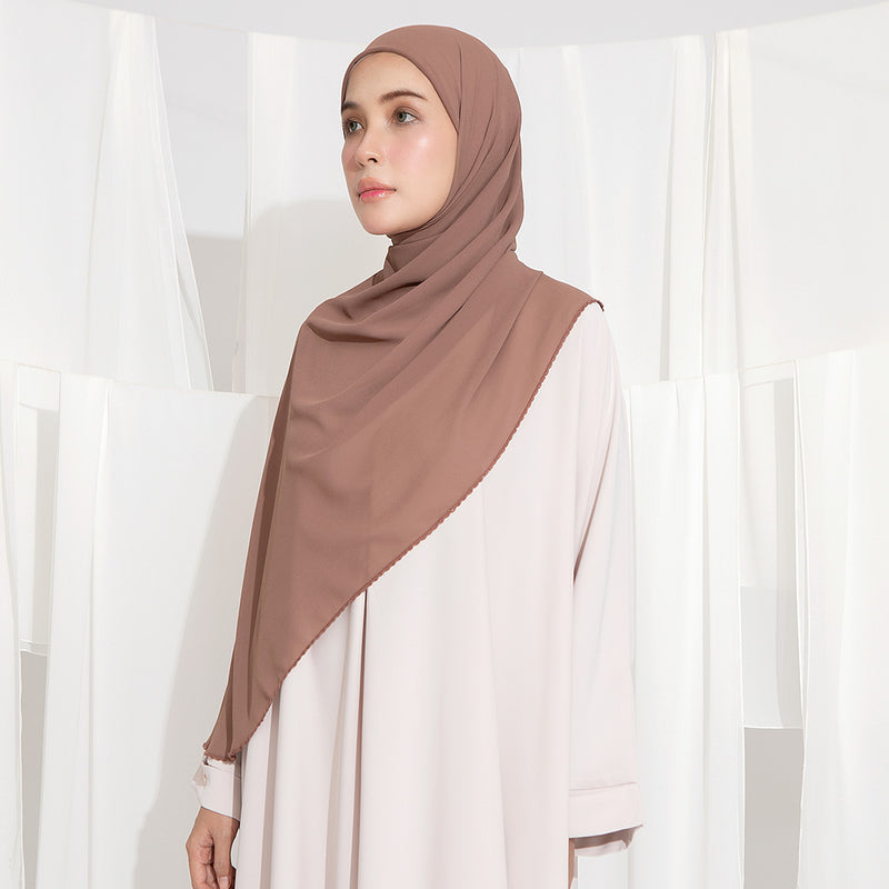Embroidery Inner Shawl Lozy X Hamidah Rustic Brown