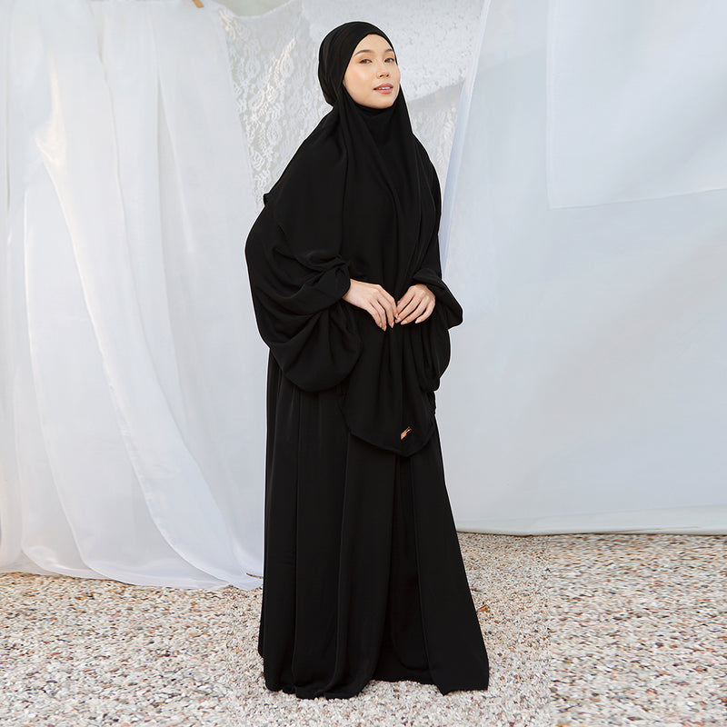 Pre Order Mida Abaya Khimar Set in Black (Lozy x Hamidah)