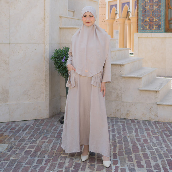 Habiba Abaya Set Cream Almond