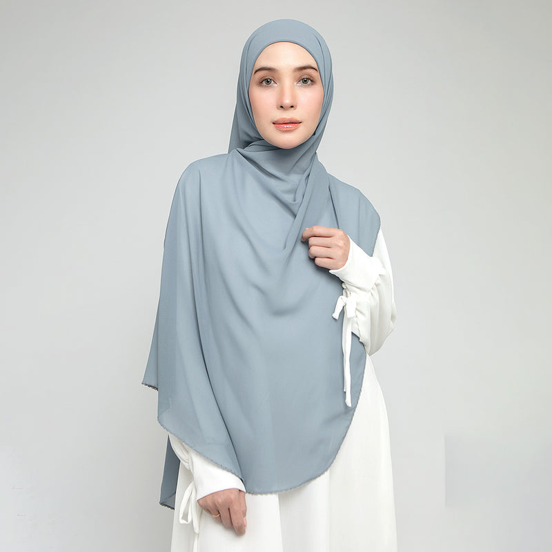Embroidery Inner Shawl Lozy X Hamidah Blue Grey