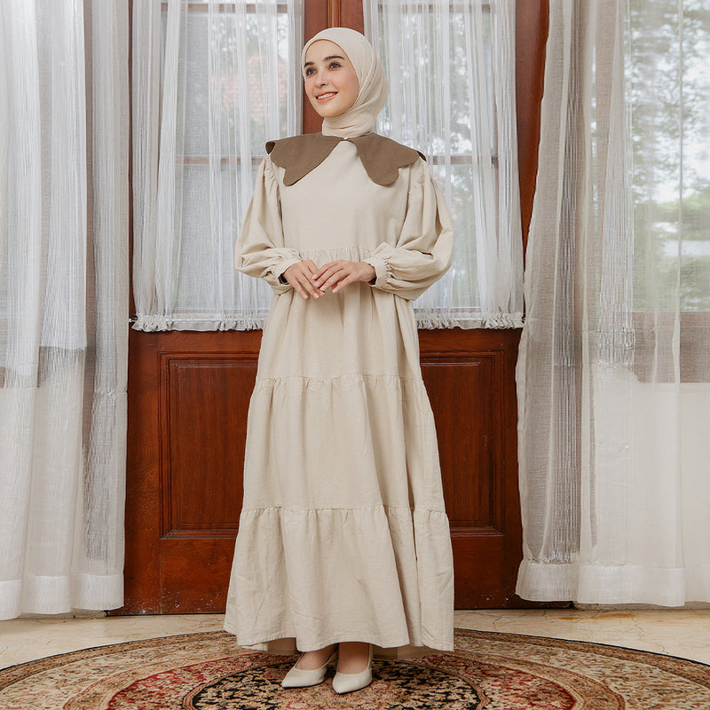 Hafa Sarimbit Series Dress Ibu Cream (Lozy x Hamidah)