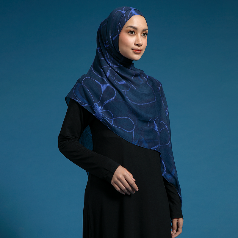 Viscose Printed Modal Prussian Floral