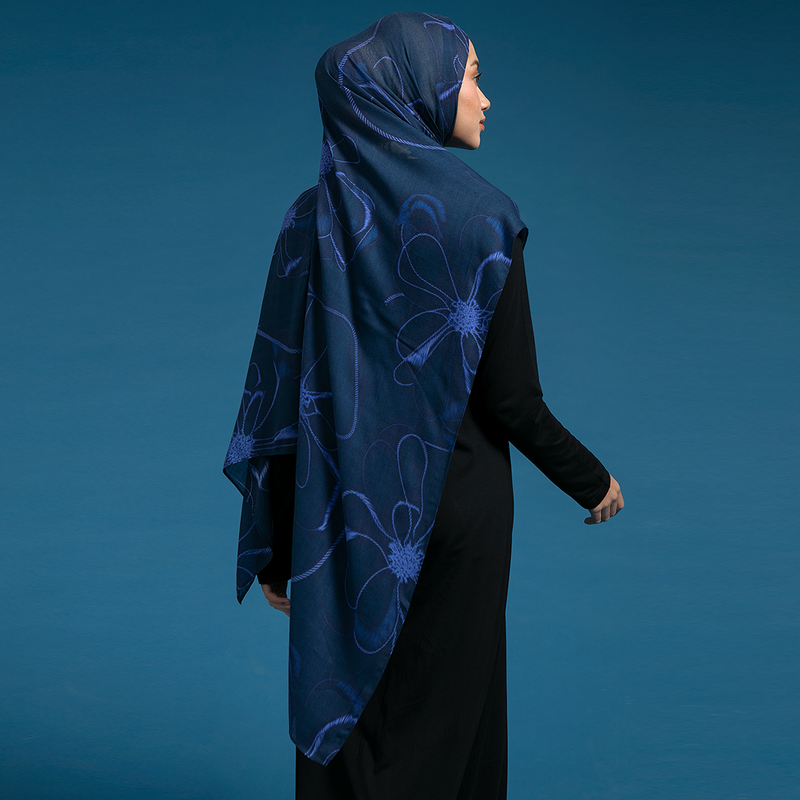 Viscose Printed Modal Prussian Floral