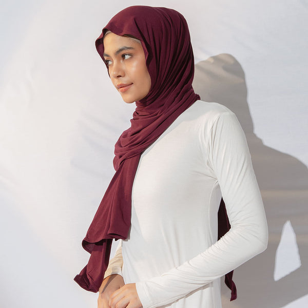 Tana Shawl (Pashmina Kaos Rayon) Burgundy