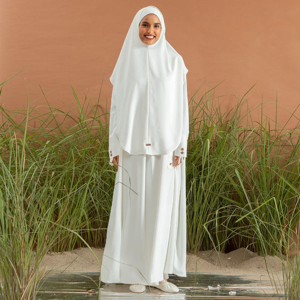 Asma Abaya Set Broken White L-XL