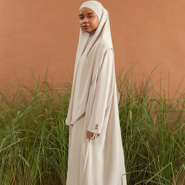 Asma Abaya Set Cream Almond L-XL