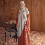 Embroidery Pashmina Bandana Lozy x Hamidah Cream Almond