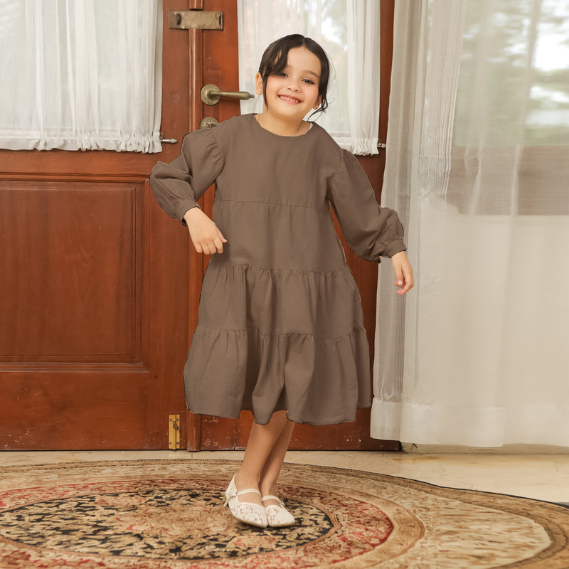 Hafa Sarimbit Series Dress Kids 5-6Th Soft Brown (Lozy x Hamidah)