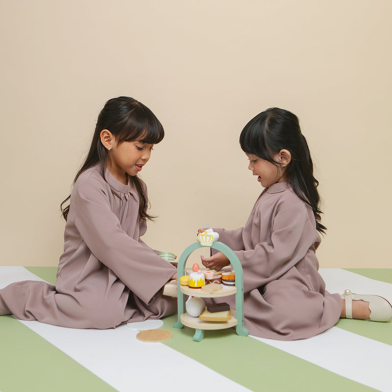 Azura Abaya Dress Kids Grey Cream 3-4Th