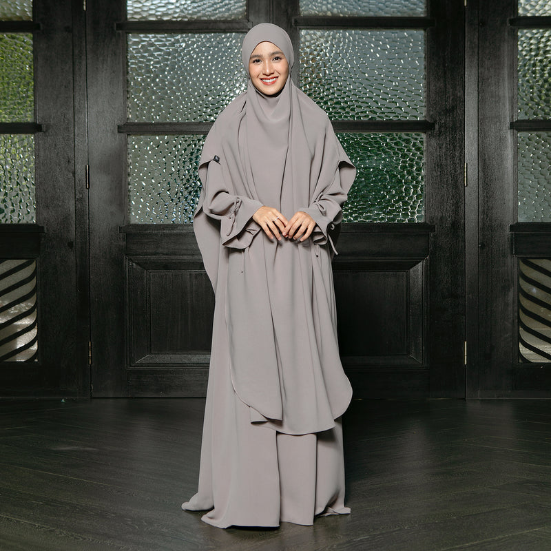 Alina Abaya Lozy x Cut Syifa Grey Cream XL