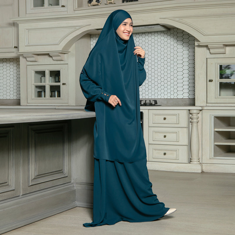 Sabiya Abaya Lozy X Cut Syifa Dark Teal Blue M