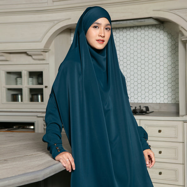 Sabiya Abaya Lozy X Cut Syifa Dark Teal Blue XL