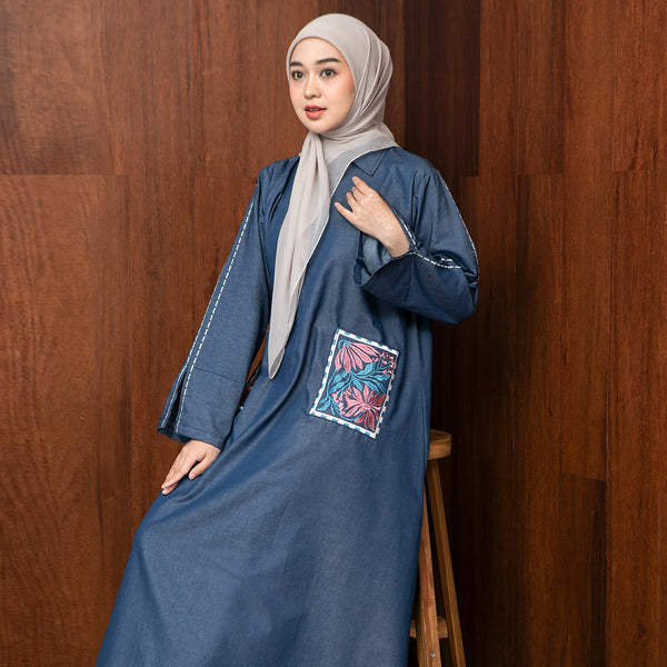Irish Dress Denim Embroidery Royal Blue